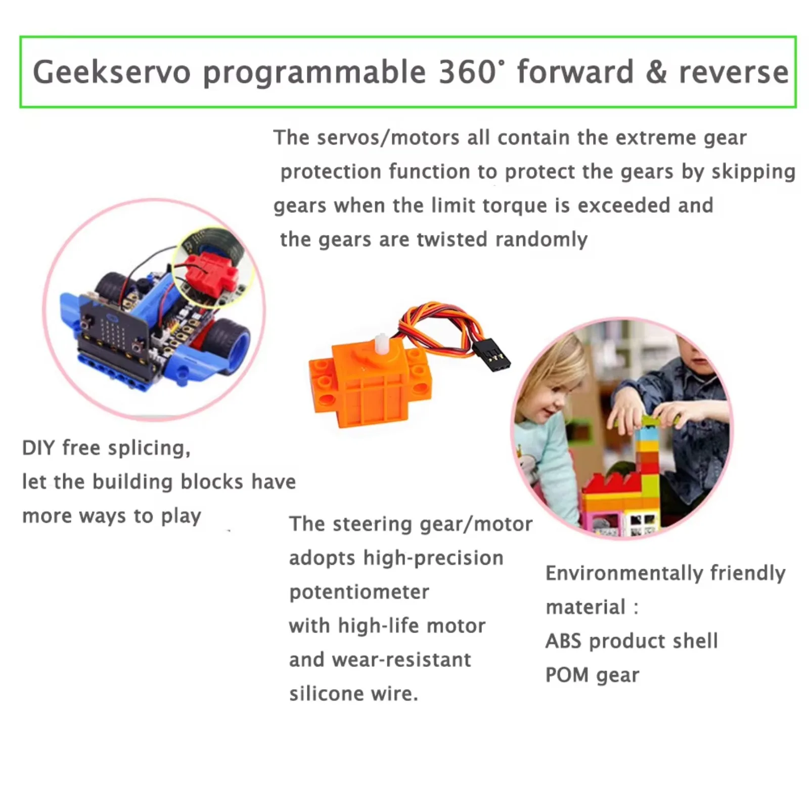 Microbit Robot - 4 stuks Geekservo 360 graden continue